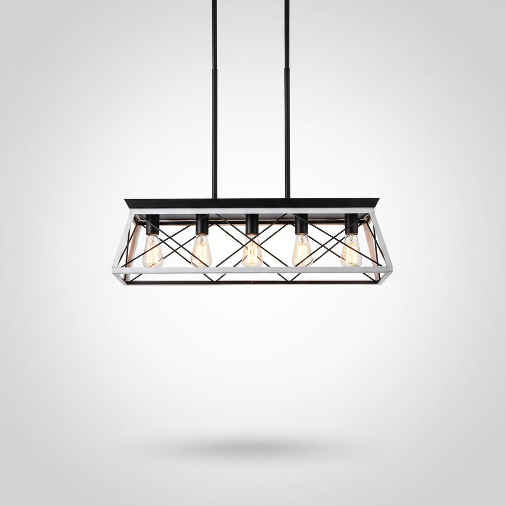 5 Light Farmhouse Chandelier White Ceiling Light Fixture for Dining Room Kitchen Living Room