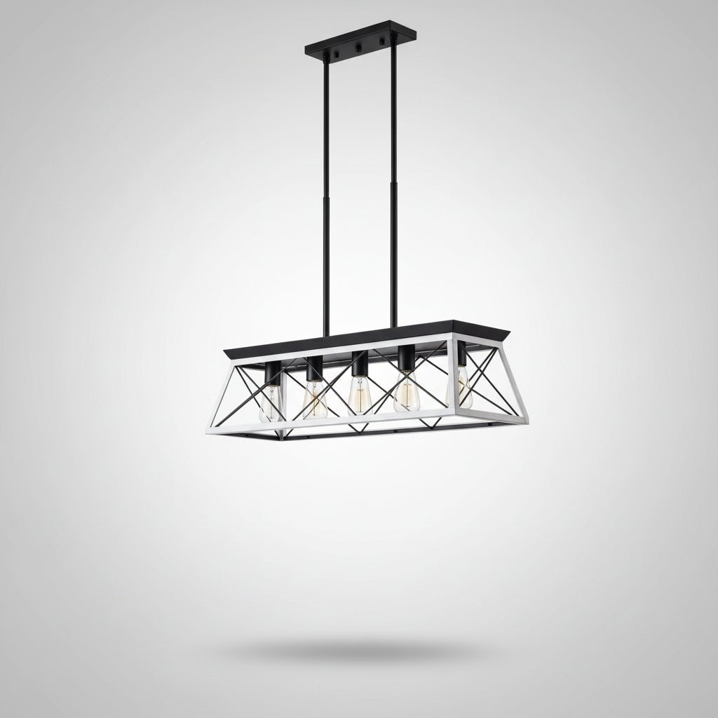 5 Light Farmhouse Chandelier White Ceiling Light Fixture for Dining Room Kitchen Living Room - Image 4