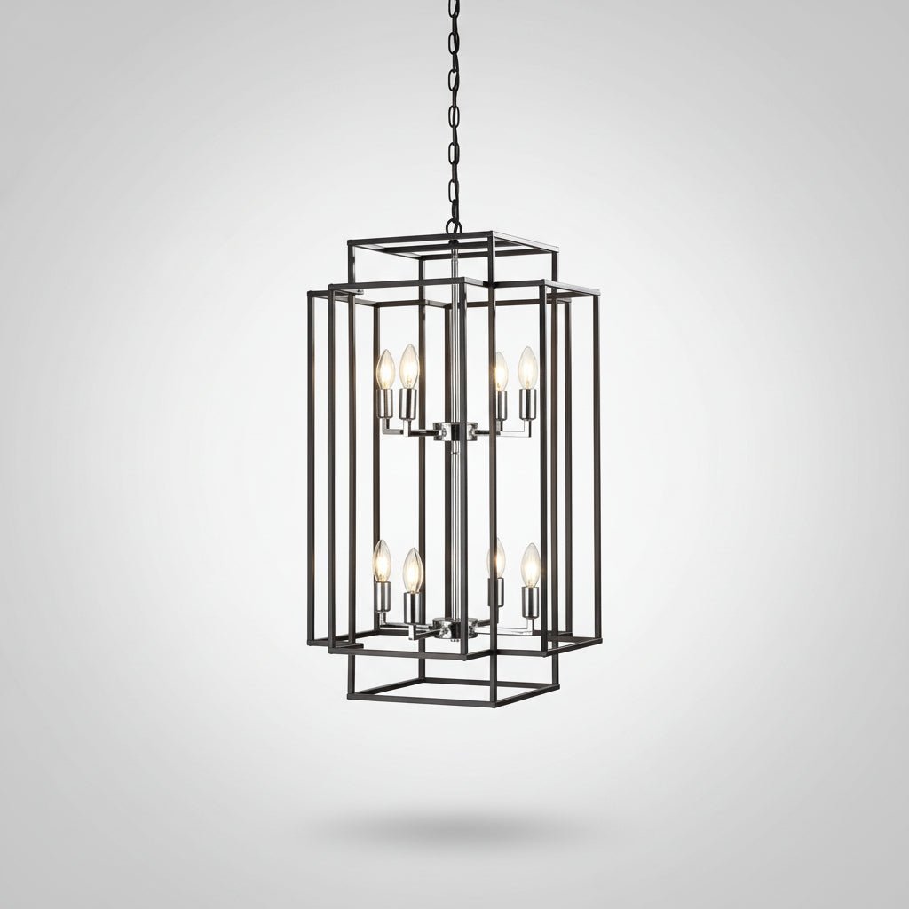 8 Light Lantern Chandelier Ceiling Light Fixture for Entryway Hallway Kitchen Island Living Room Dining Room