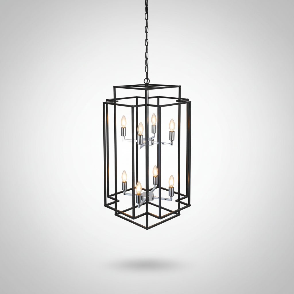 8 Light Lantern Chandelier Ceiling Light Fixture for Entryway Hallway Kitchen Island Living Room Dining Room - Image 3