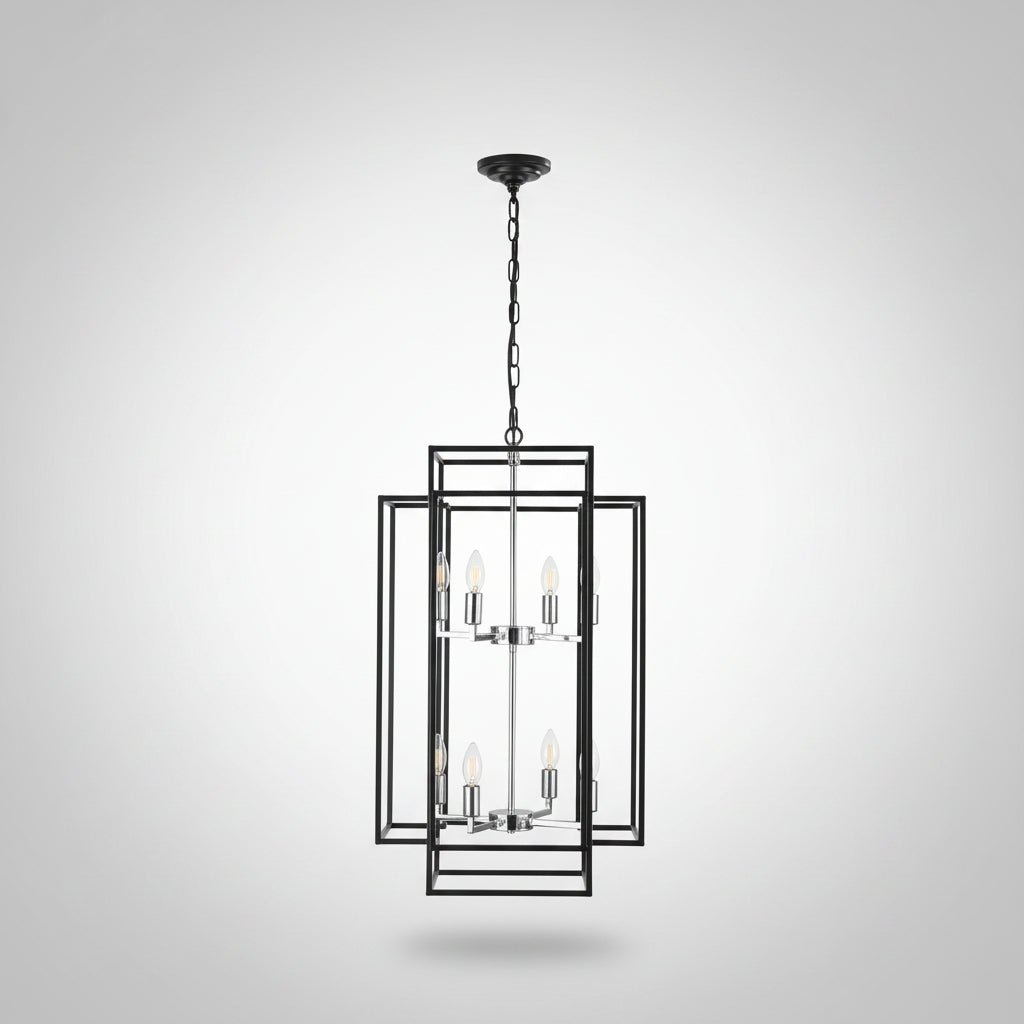 8 Light Lantern Chandelier Ceiling Light Fixture for Entryway Hallway Kitchen Island Living Room Dining Room - Image 4
