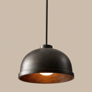 Black Cast Aluminum Dome Pendant Light for Kitchen Dining Room Entryway Island