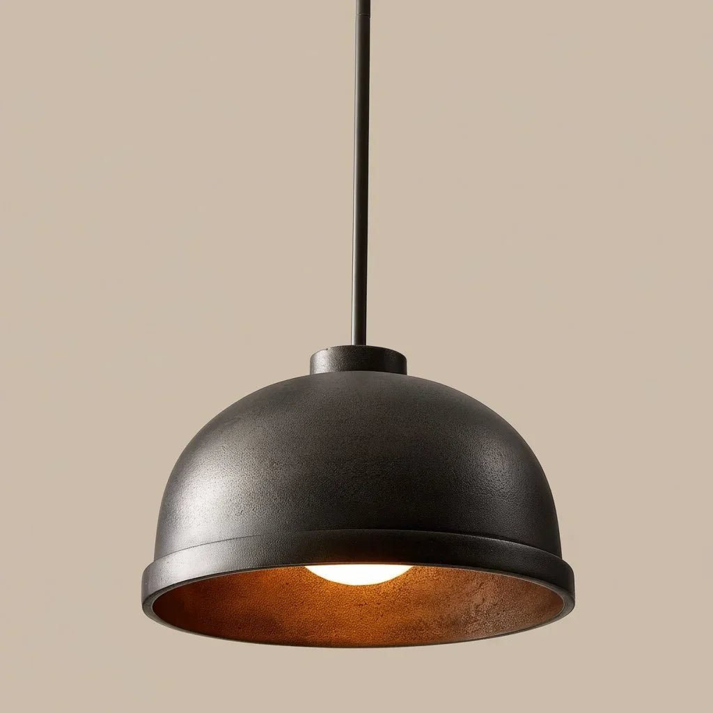 Black Cast Aluminum Dome Pendant Light for Kitchen Dining Room Entryway Island