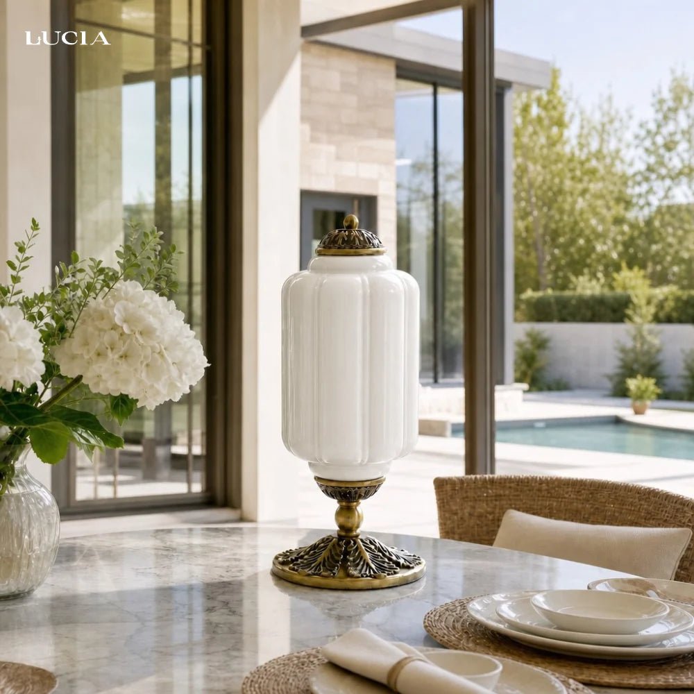 French Retro Cream Textured Glass Table Lamp for Bedroom Living Room Bedside Office - Image 15