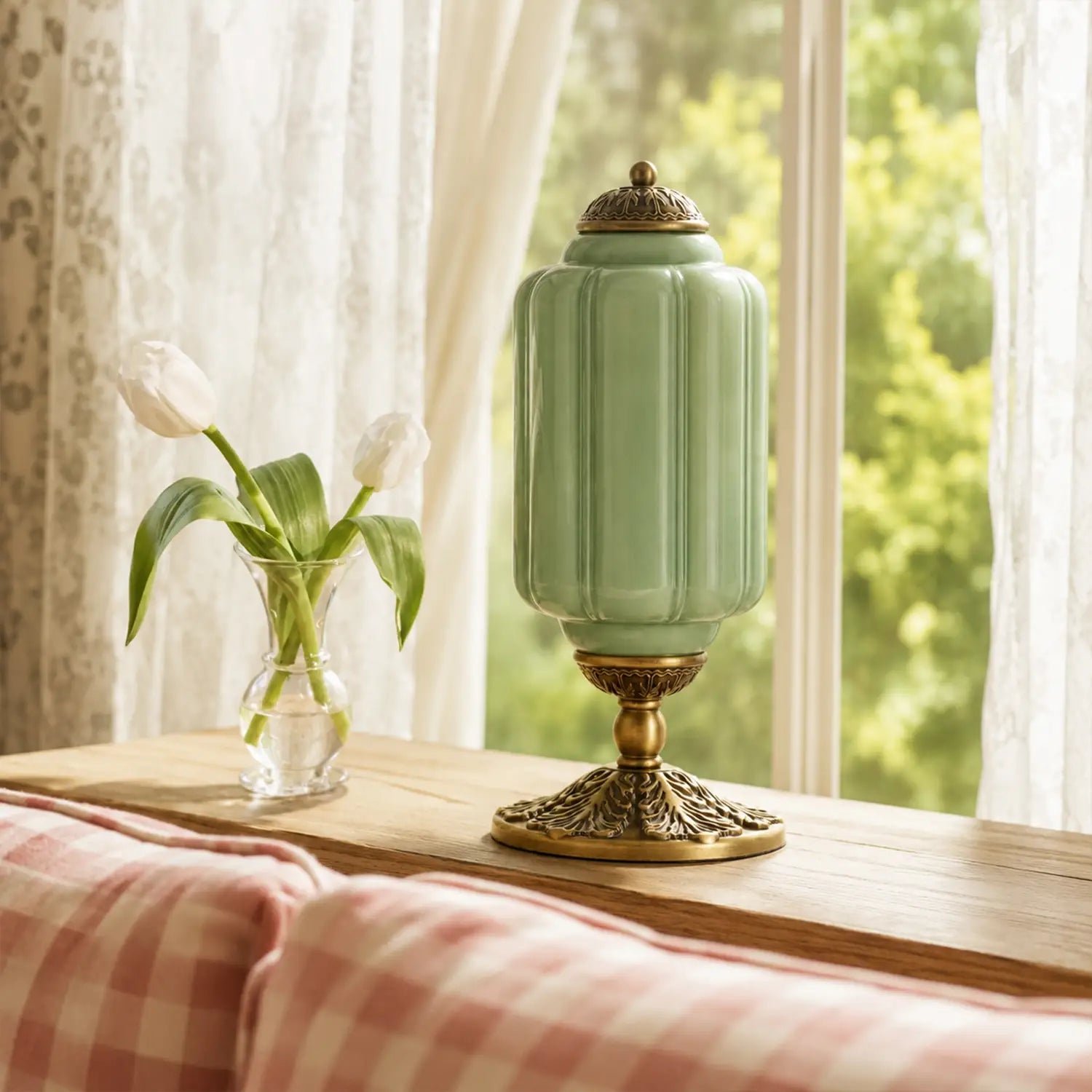 French Retro Cream Textured Glass Table Lamp for Bedroom Living Room Bedside Office - Image 21