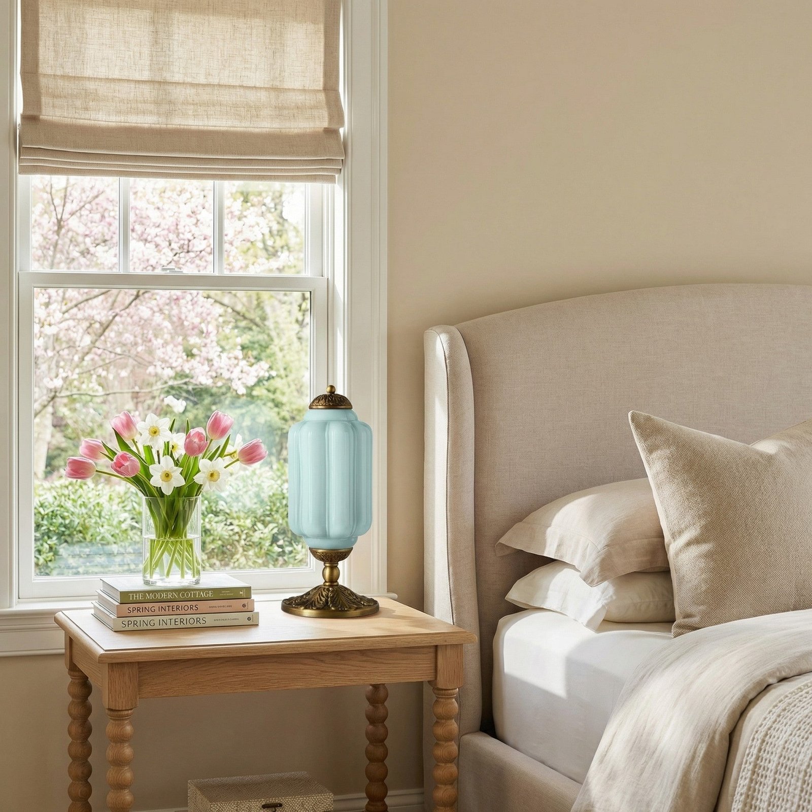 French Retro Cream Textured Glass Table Lamp for Bedroom Living Room Bedside Office - Image 25