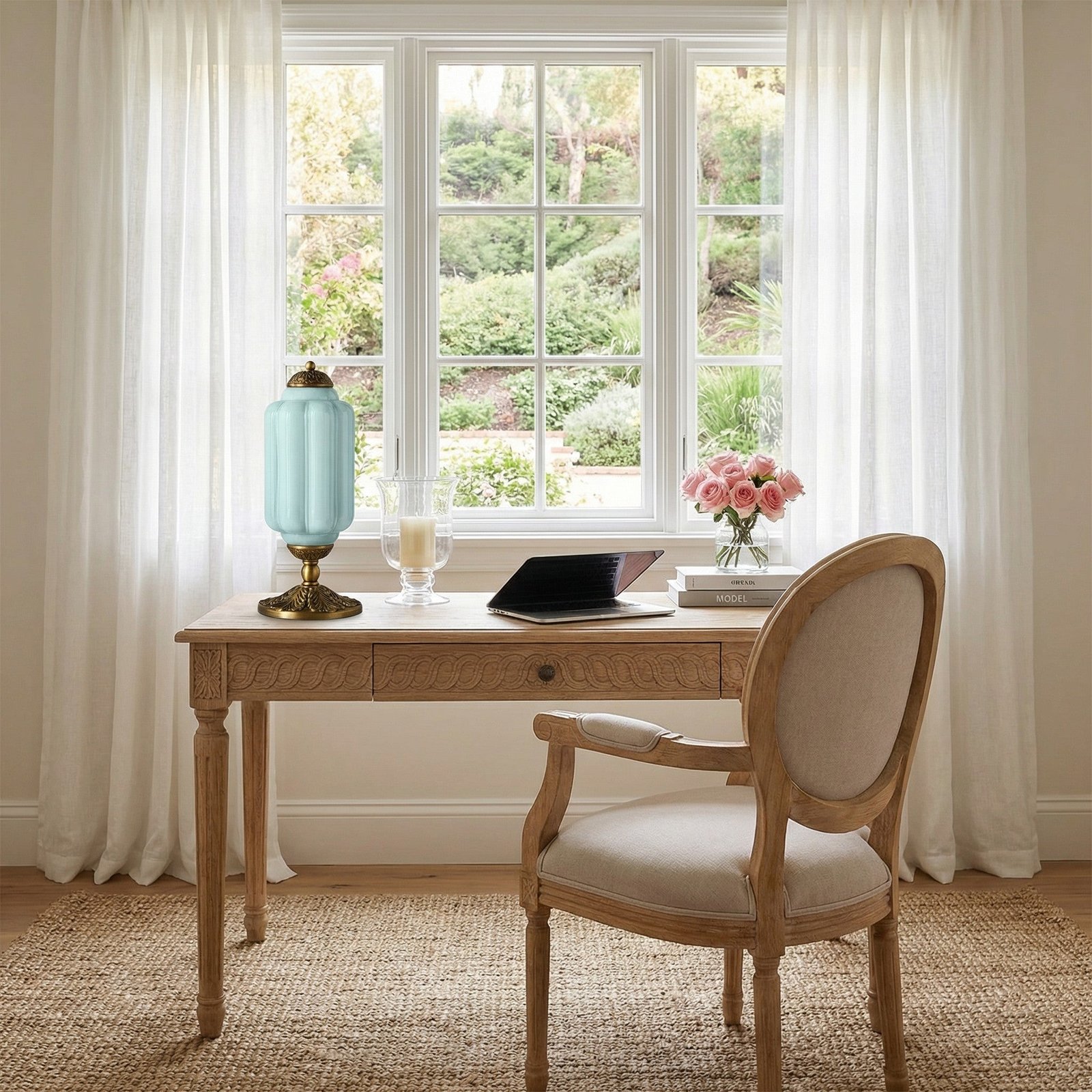 French Retro Cream Textured Glass Table Lamp for Bedroom Living Room Bedside Office - Image 31