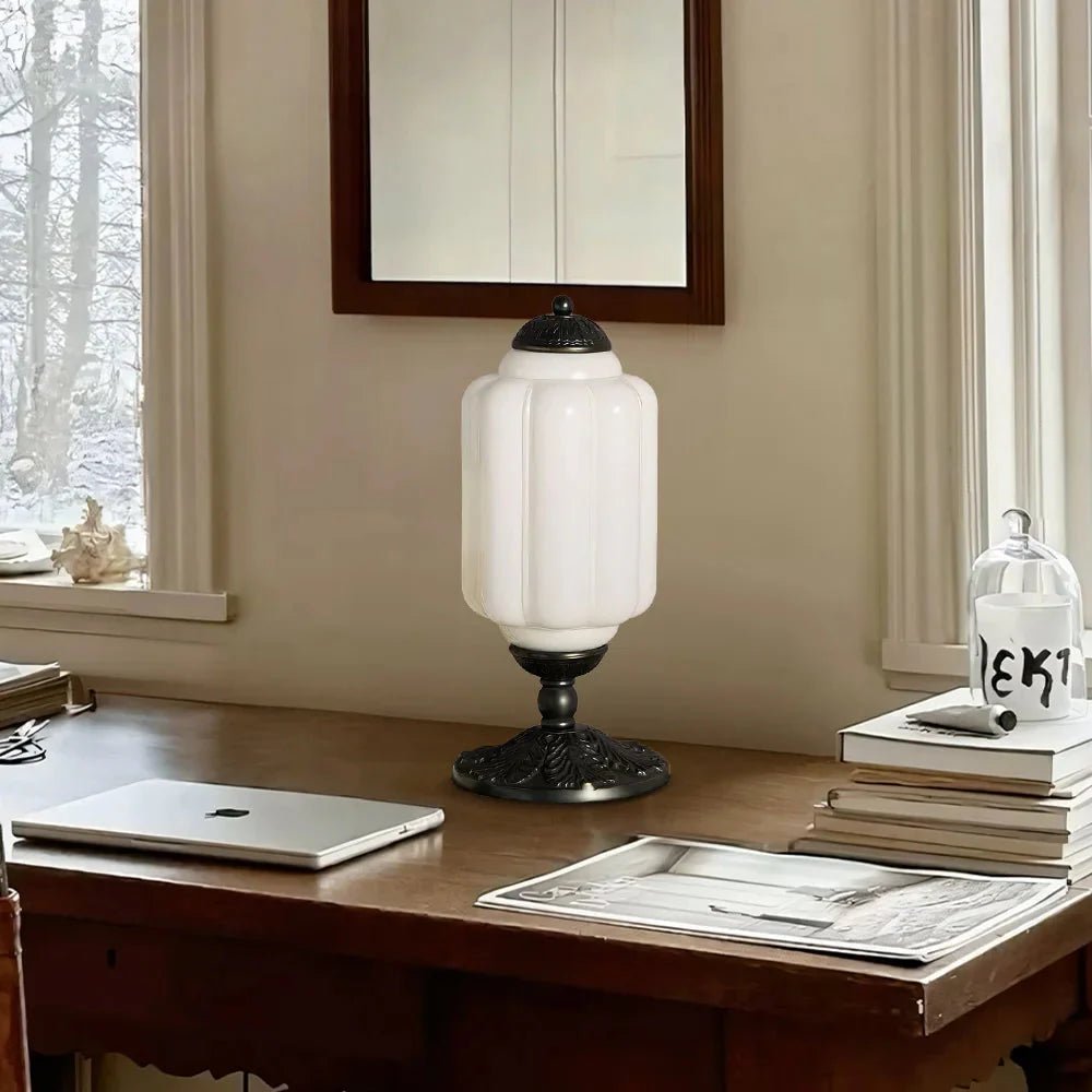 French Retro Cream Textured Glass Table Lamp for Bedroom Living Room Bedside Office - Image 33