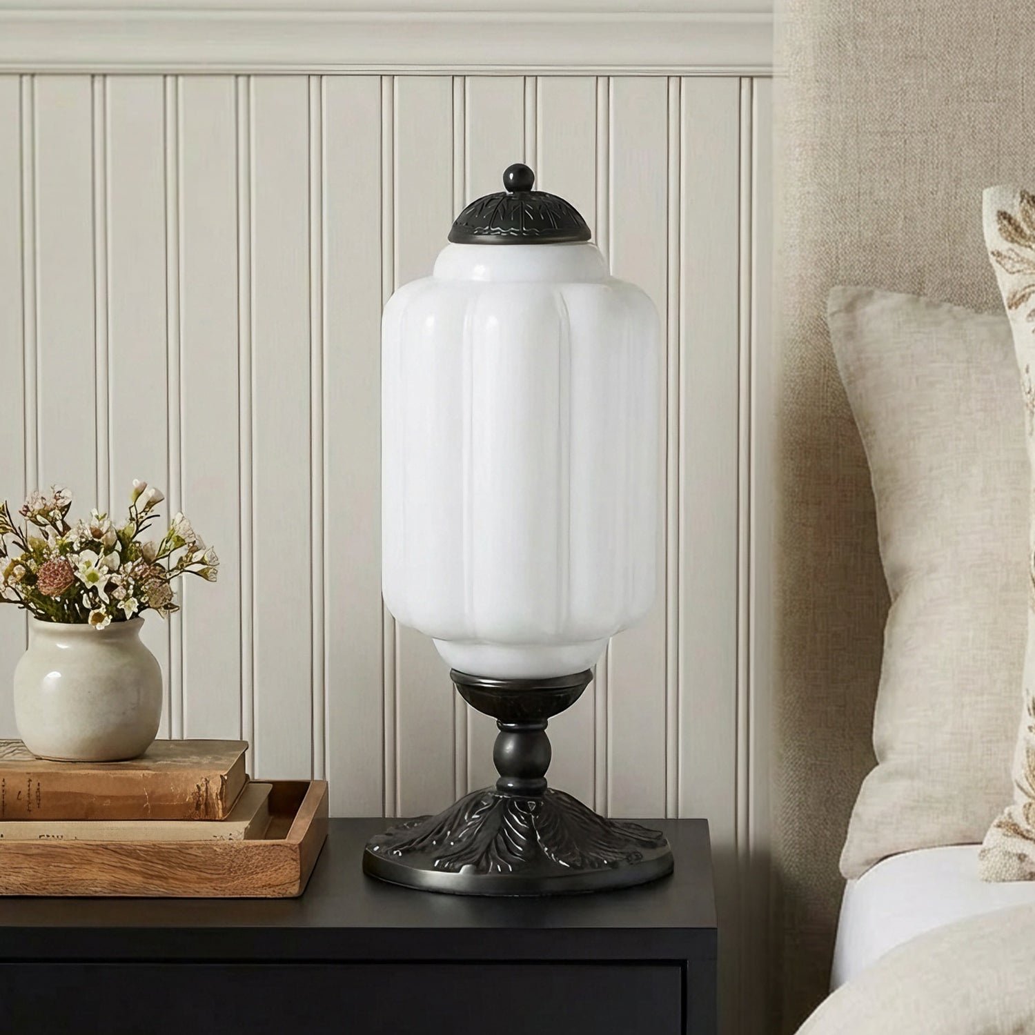 French Retro Cream Textured Glass Table Lamp for Bedroom Living Room Bedside Office - Image 36