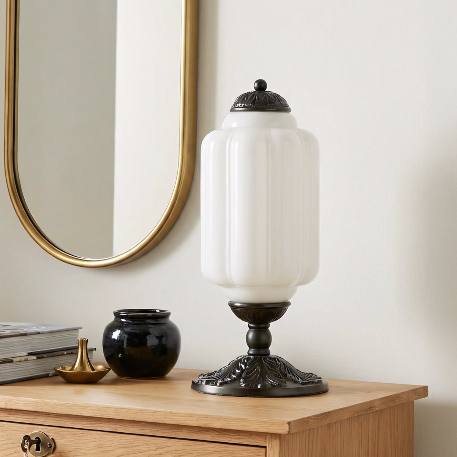 French Retro Cream Textured Glass Table Lamp for Bedroom Living Room Bedside Office - Image 37