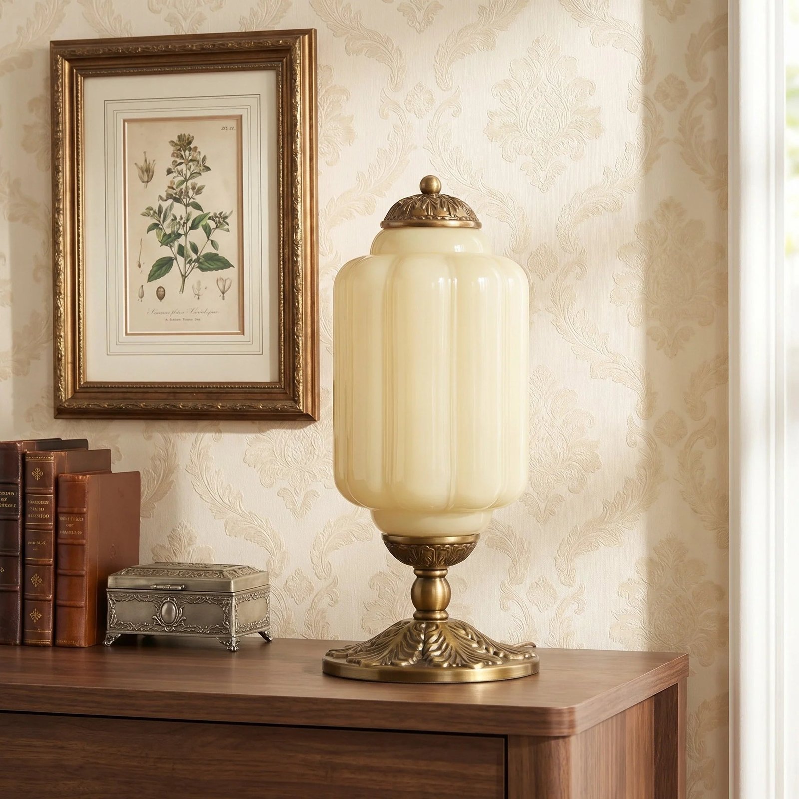 French Retro Cream Textured Glass Table Lamp for Bedroom Living Room Bedside Office - Image 48