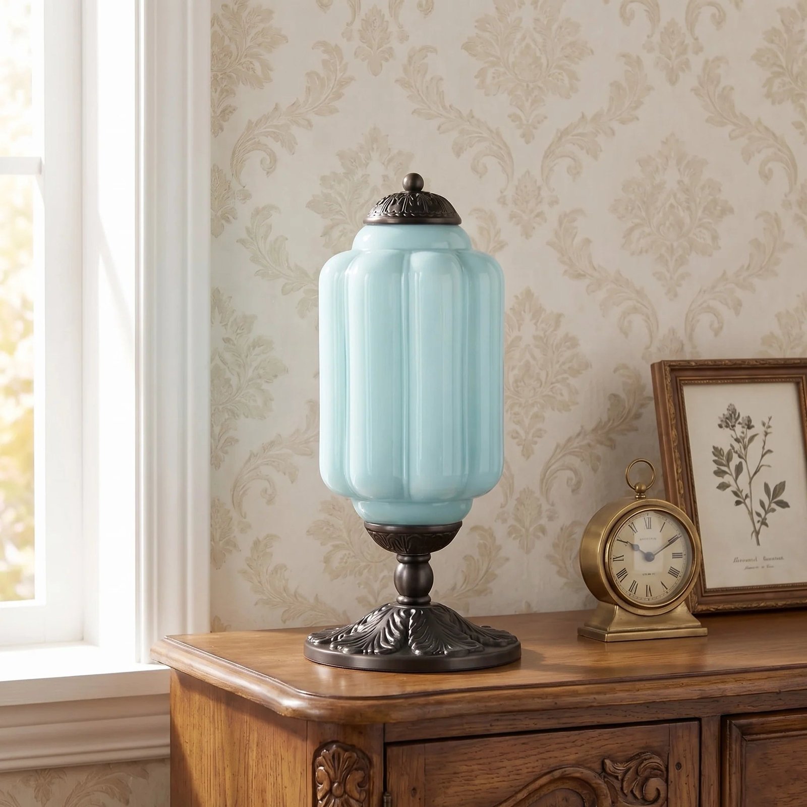 French Retro Cream Textured Glass Table Lamp for Bedroom Living Room Bedside Office - Image 51