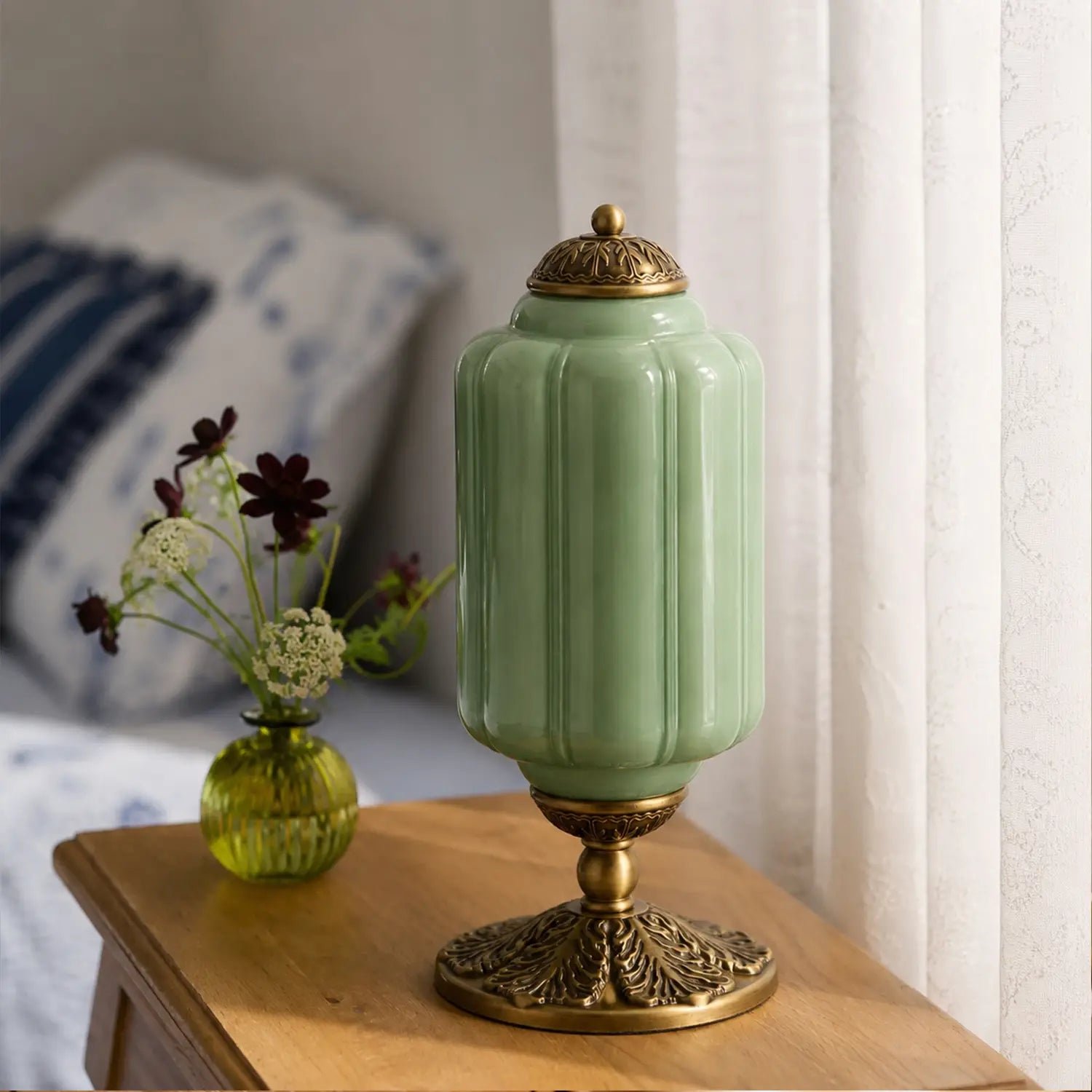 French Retro Cream Textured Glass Table Lamp for Bedroom Living Room Bedside Office - Image 6