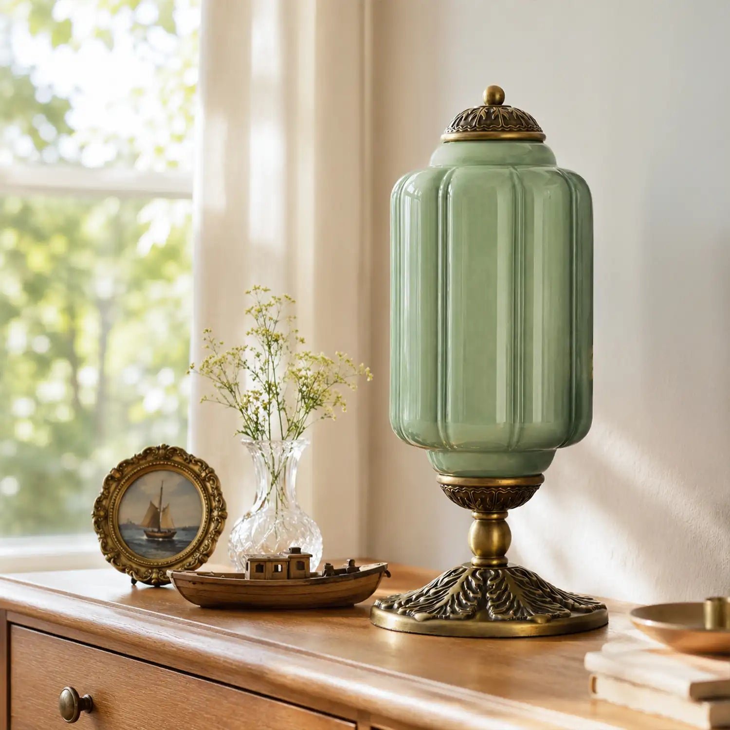 French Retro Cream Textured Glass Table Lamp for Bedroom Living Room Bedside Office - Image 9