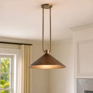 Industrial Metal Cone Pendant Light with Antique Bronze Finish for Kitchen Dining Room Island