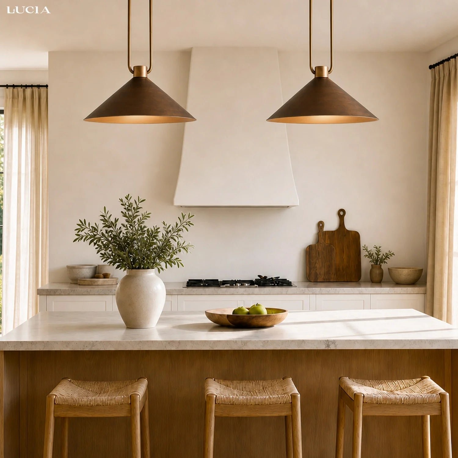 Industrial Metal Cone Pendant Light with Antique Bronze Finish for Kitchen Dining Room Island - Image 2