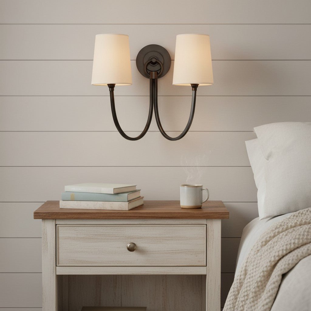 Modern Double Linen Shade Wall Sconce for Bedroom Hallway Vanity Living Room - Image 16