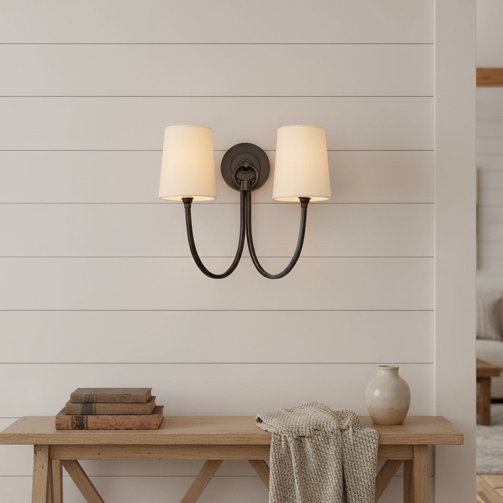 Modern Double Linen Shade Wall Sconce for Bedroom Hallway Vanity Living Room - Image 21