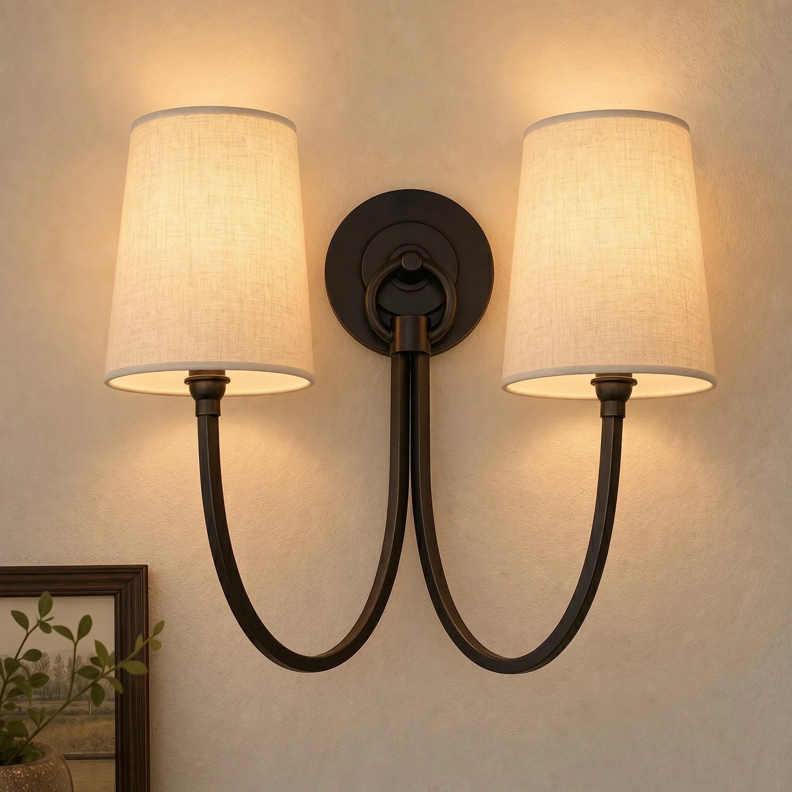 Modern Double Linen Shade Wall Sconce for Bedroom Hallway Vanity Living Room - Image 6