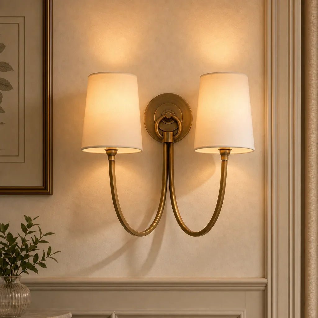 Modern Double Linen Shade Wall Sconce for Bedroom Hallway Vanity Living Room