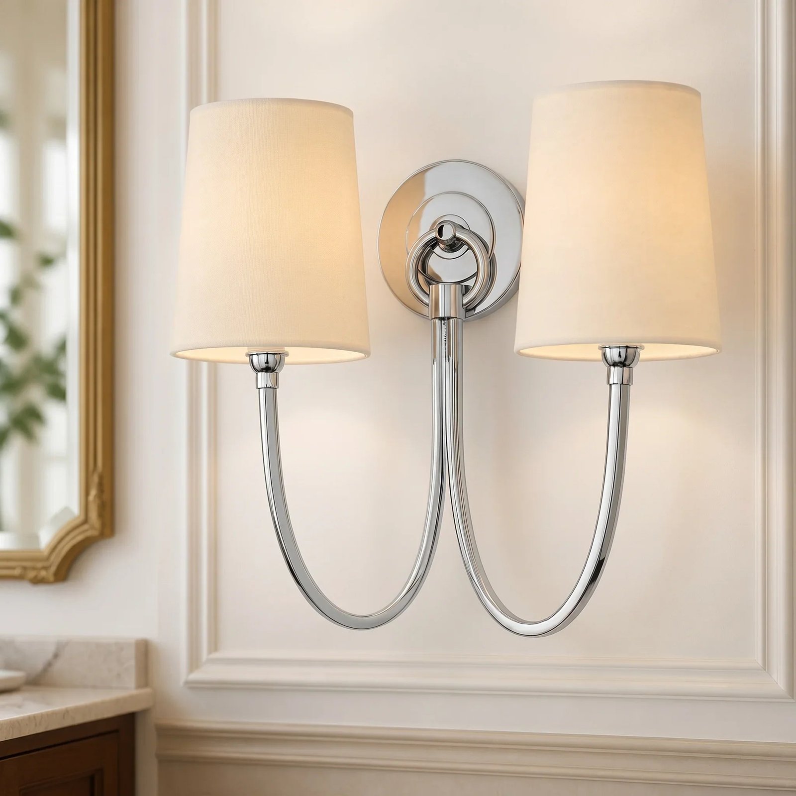 Modern Double Linen Shade Wall Sconce for Bedroom Hallway Vanity Living Room - Image 7