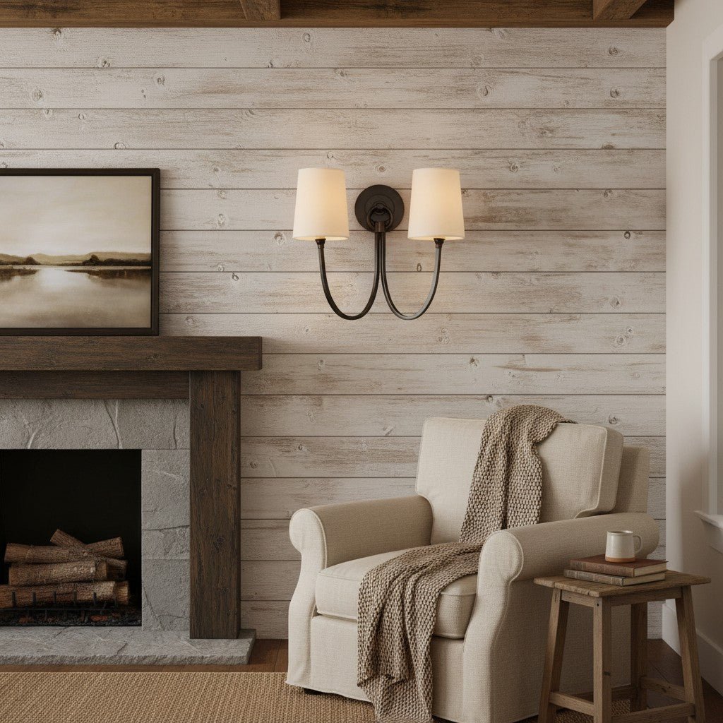 Modern Double Linen Shade Wall Sconce for Bedroom Hallway Vanity Living Room - Image 22