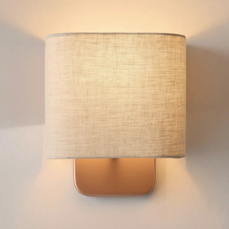 Modern Linen Shade Metal Wall Sconce for Bedroom Hallway Entryway Living Room