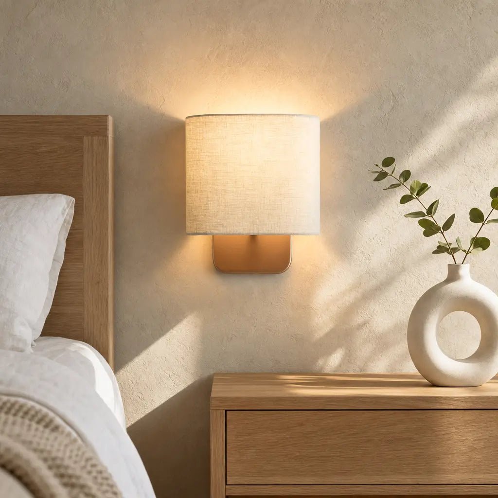 Modern Linen Shade Metal Wall Sconce for Bedroom Hallway Entryway Living Room - Image 3