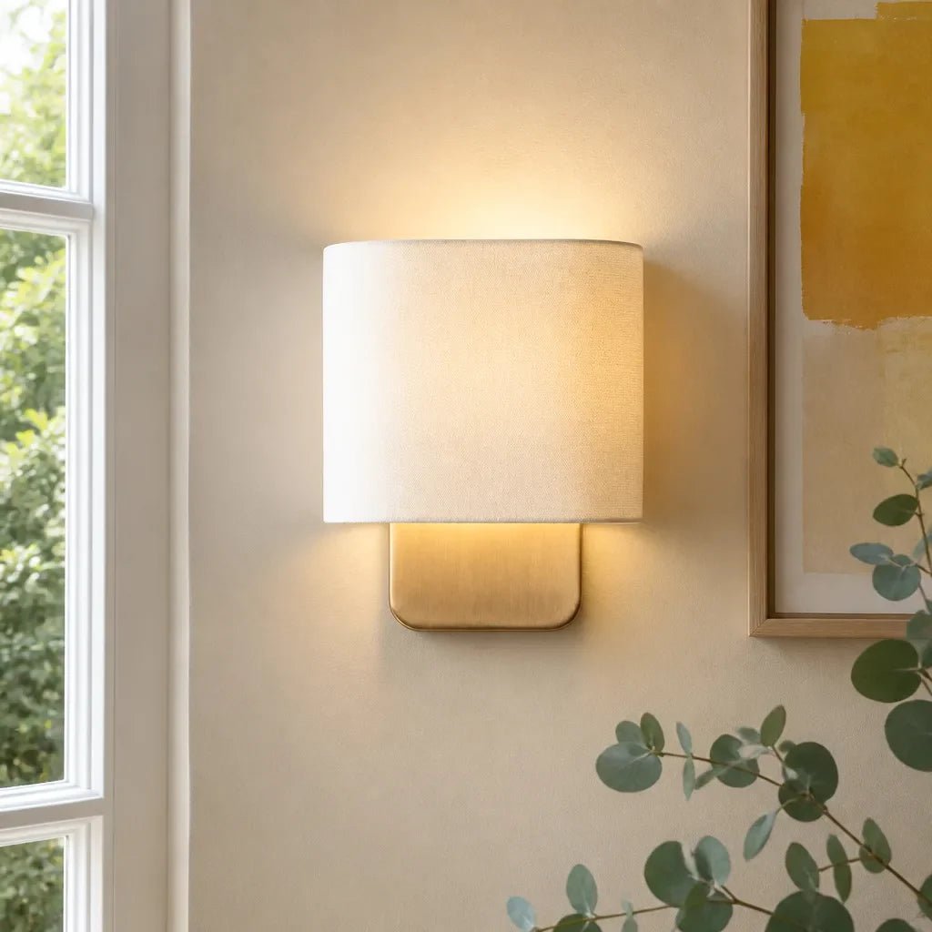 Modern Linen Shade Metal Wall Sconce for Bedroom Hallway Entryway Living Room - Image 4