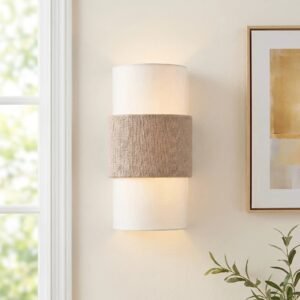 Nordic Minimalist Linen Cylindrical Wall Sconce for Bedroom Hallway Living Room