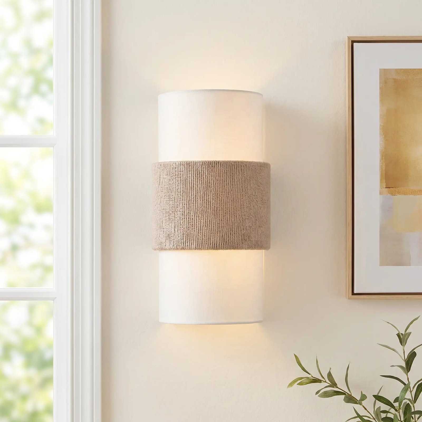 Nordic Minimalist Linen Cylindrical Wall Sconce for Bedroom Hallway Living Room