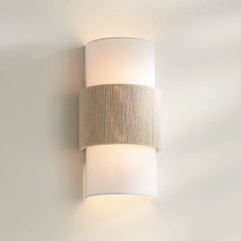 Nordic Minimalist Linen Cylindrical Wall Sconce for Bedroom Hallway Living Room - Image 2