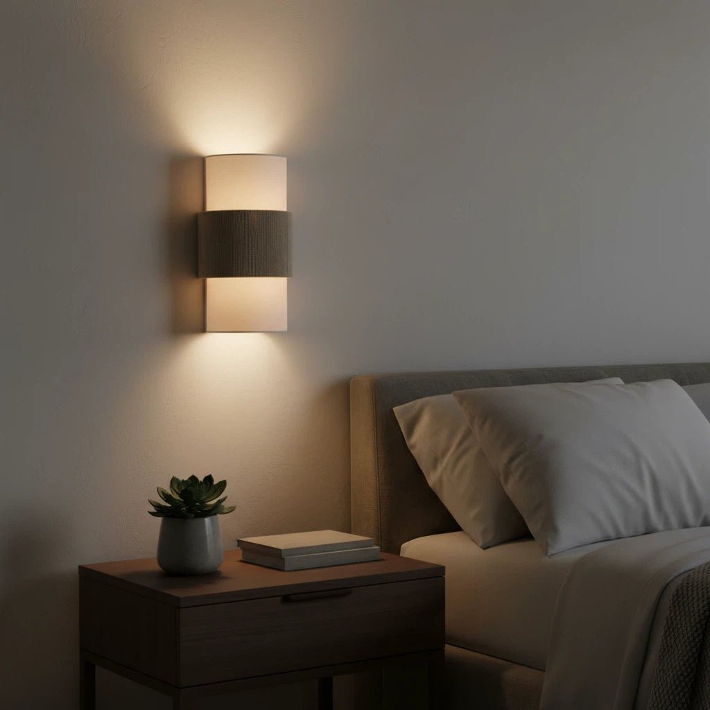 Nordic Minimalist Linen Cylindrical Wall Sconce for Bedroom Hallway Living Room - Image 9