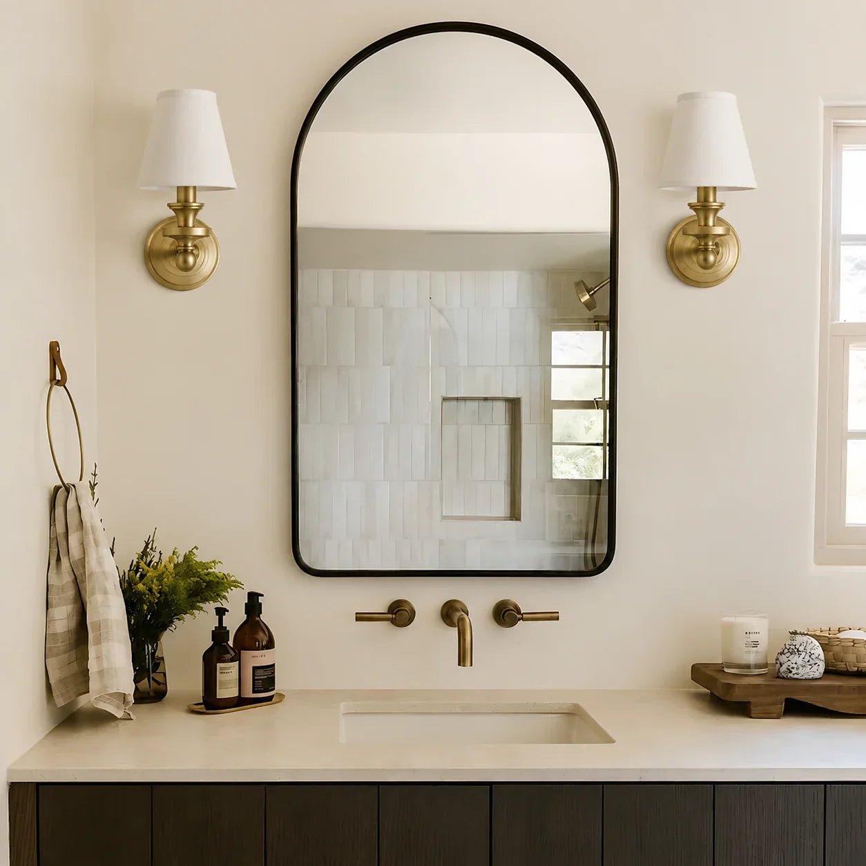 Retro Brass Linen Shade Wall Sconce for Bedroom Hallway Living Room Entryway - Image 5