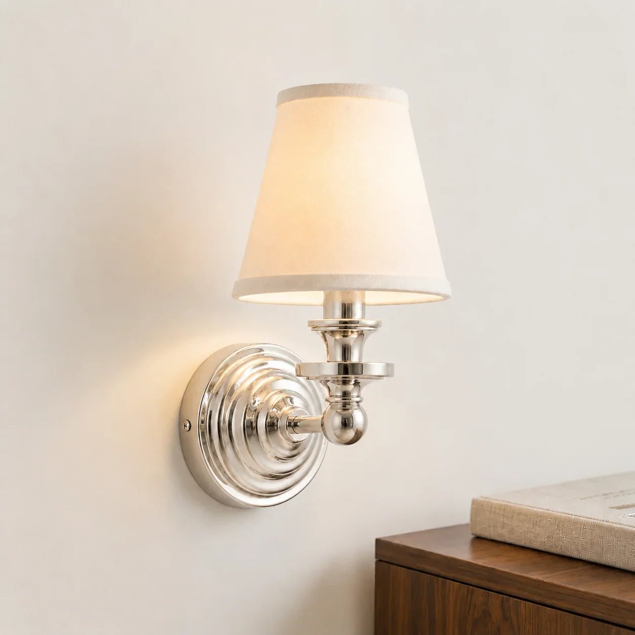 Retro Brass Linen Shade Wall Sconce for Bedroom Hallway Living Room Entryway - Image 7