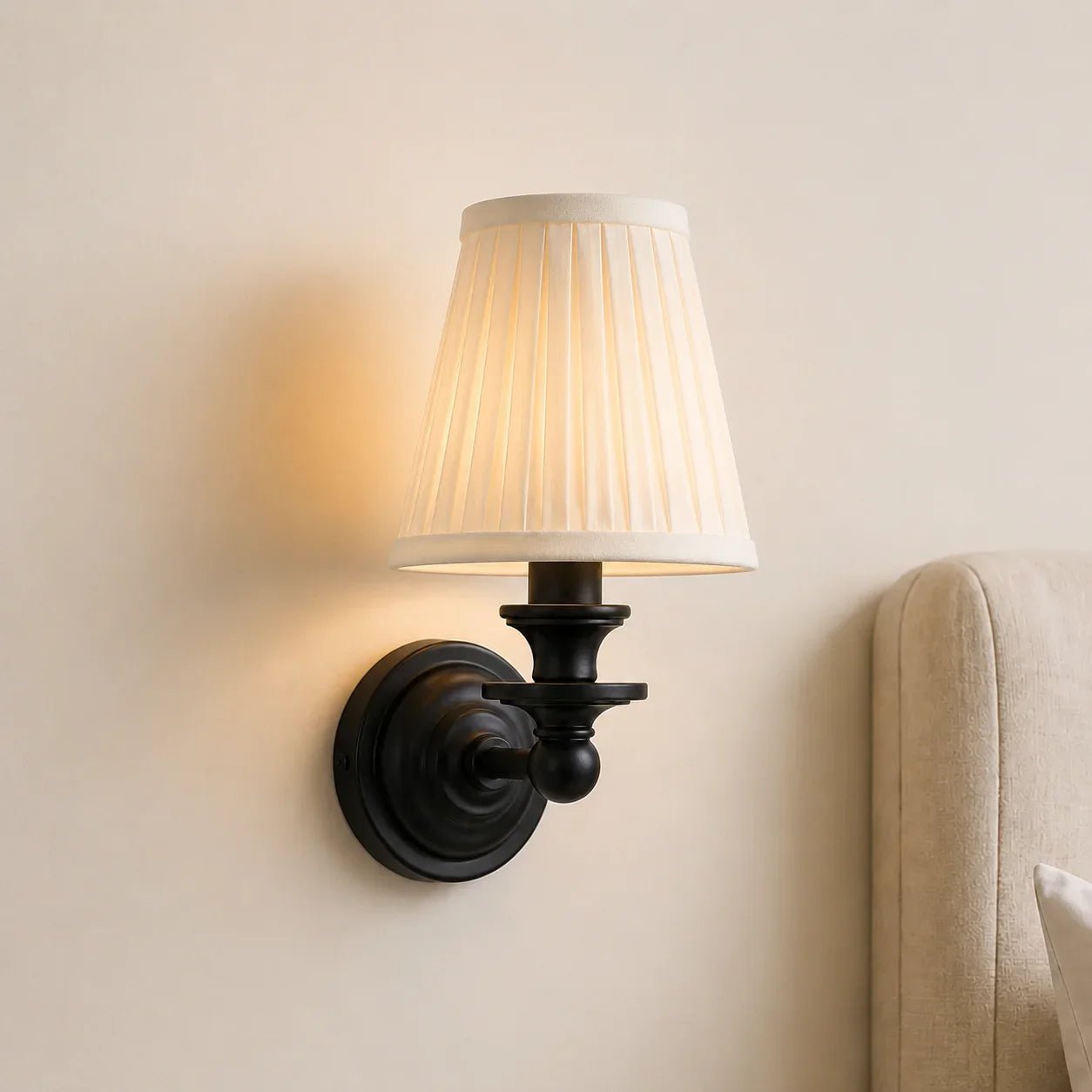 Retro Brass Linen Shade Wall Sconce for Bedroom Hallway Living Room Entryway - Image 13