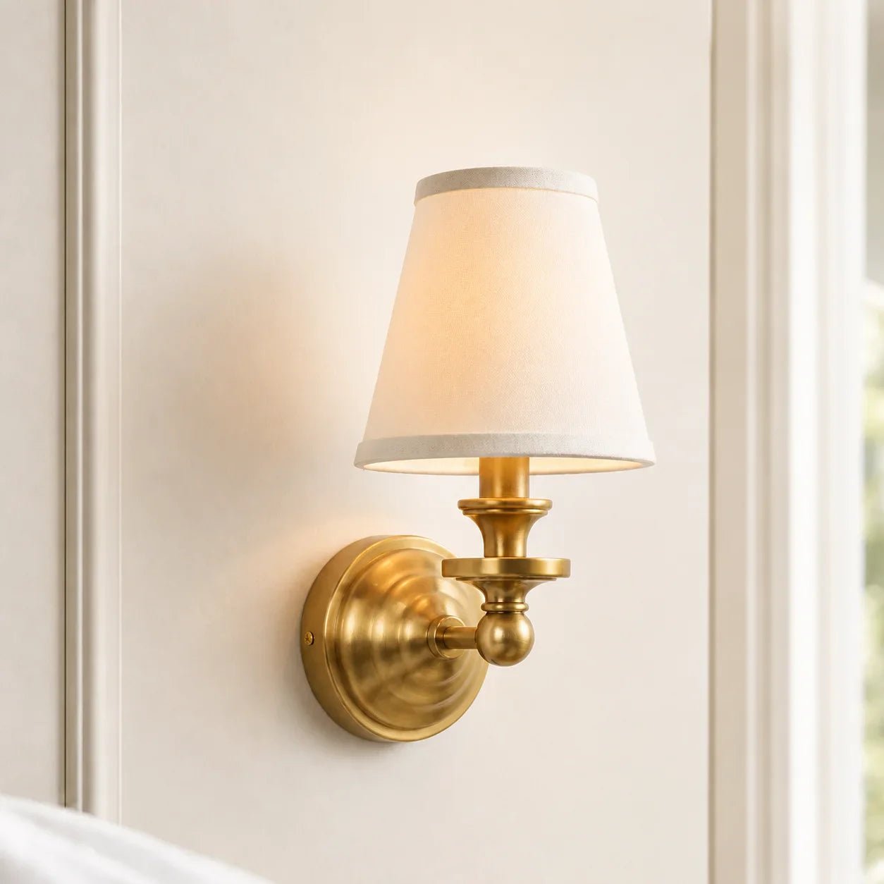 Retro Brass Linen Shade Wall Sconce for Bedroom Hallway Living Room Entryway - Image 20