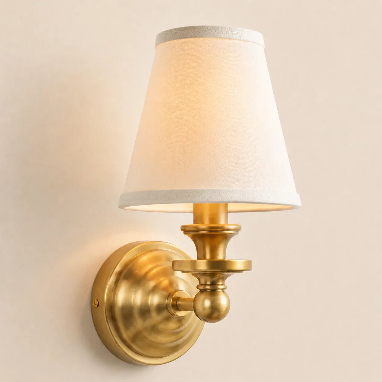 Retro Brass Linen Shade Wall Sconce for Bedroom Hallway Living Room Entryway - Image 22