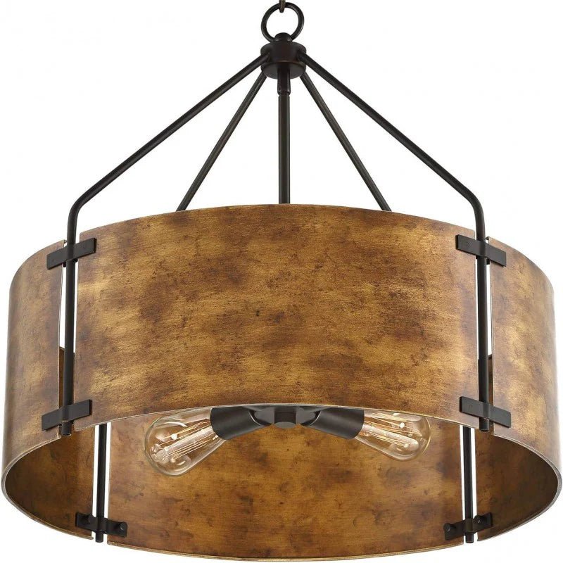 Rustic Bronze Industrial Drum Shade Pendant Light for Kitchen Dining Room Entryway - Image 15