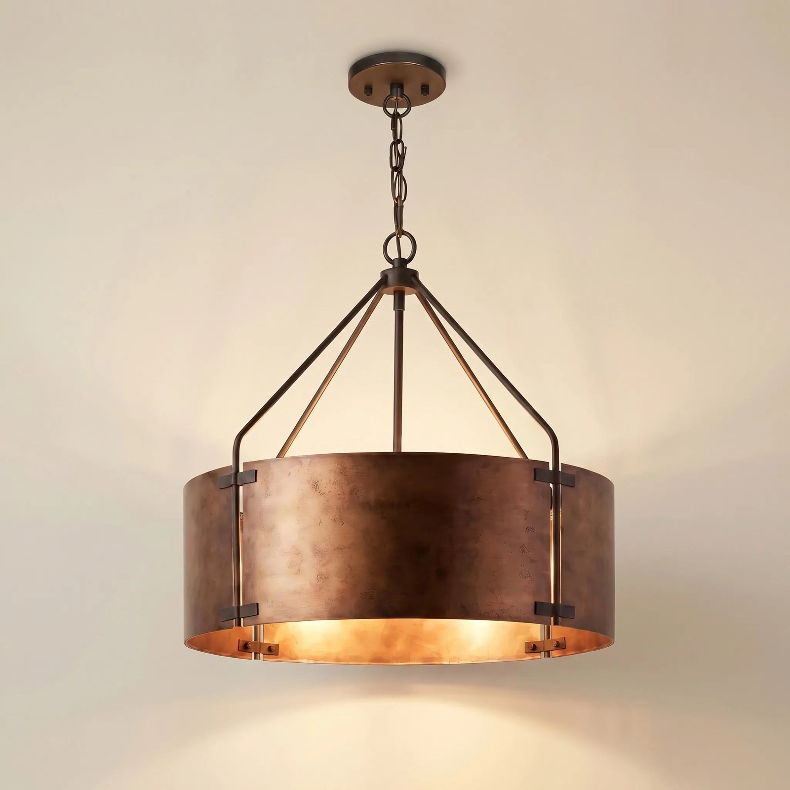 Rustic Bronze Industrial Drum Shade Pendant Light for Kitchen Dining Room Entryway - Image 18