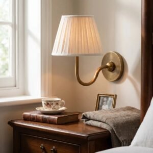 Traditional Pleated Fabric Wall Sconce for Bedroom Hallway Reading Room Living Room