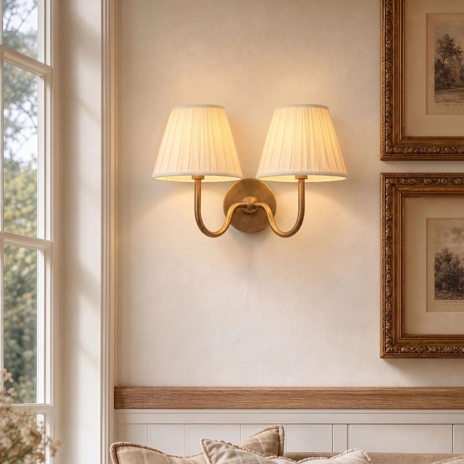 Traditional Pleated Fabric Wall Sconce for Bedroom Hallway Reading Room Living Room - Image 2