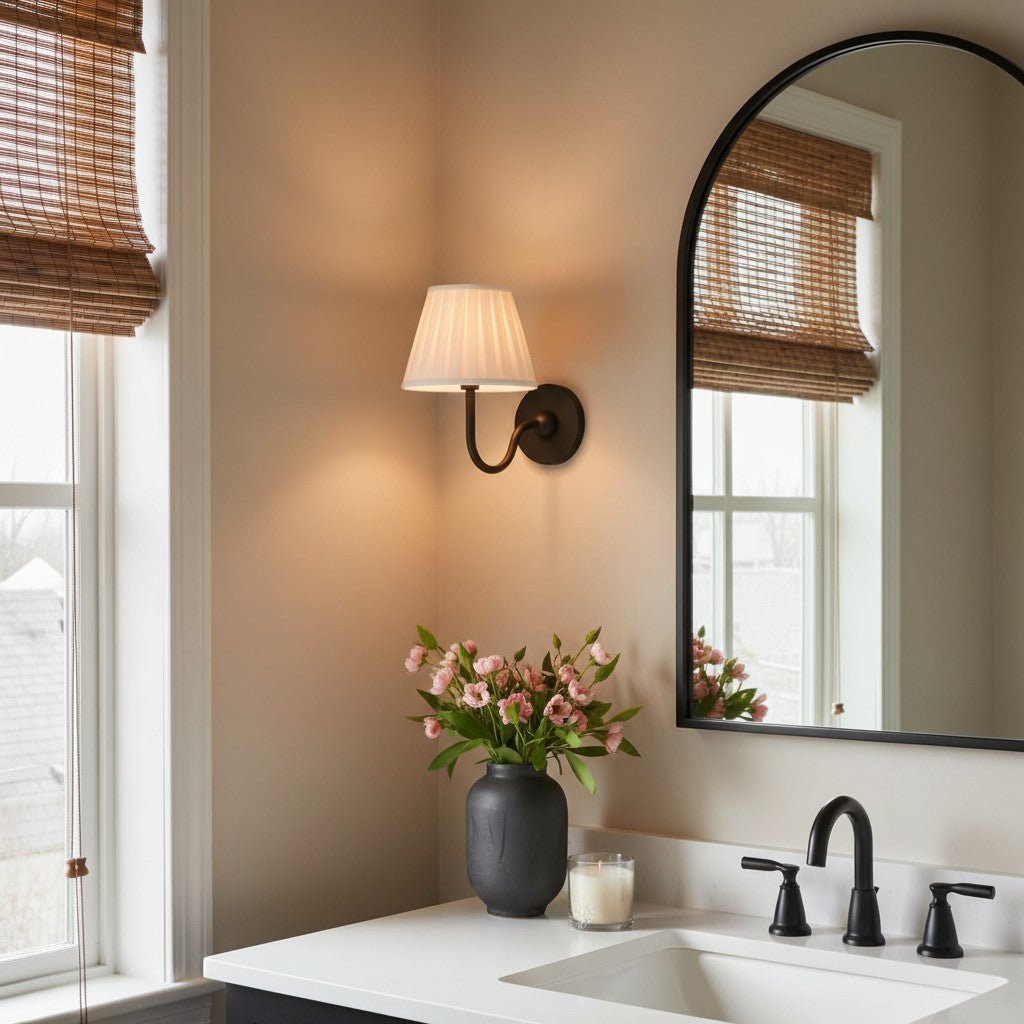 Traditional Pleated Fabric Wall Sconce for Bedroom Hallway Reading Room Living Room - Image 3