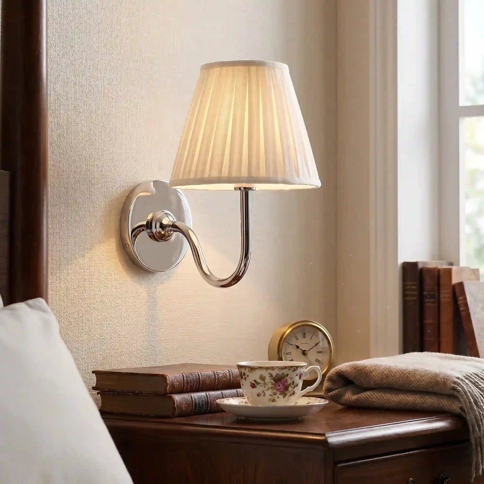 Traditional Pleated Fabric Wall Sconce for Bedroom Hallway Reading Room Living Room - Image 18
