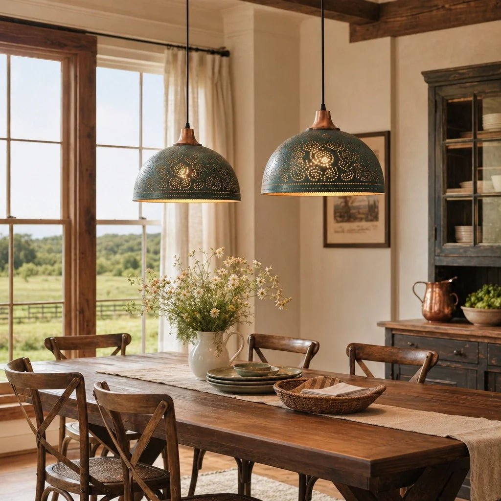 Vintage Rustic Copper Dome Pendant Light for Kitchen Dining Room Entryway Living Room - Image 2