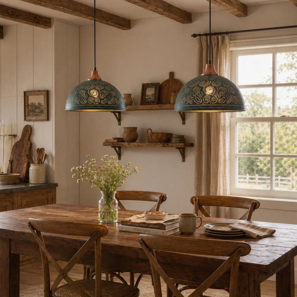 Vintage Rustic Copper Dome Pendant Light for Kitchen Dining Room Entryway Living Room - Image 5
