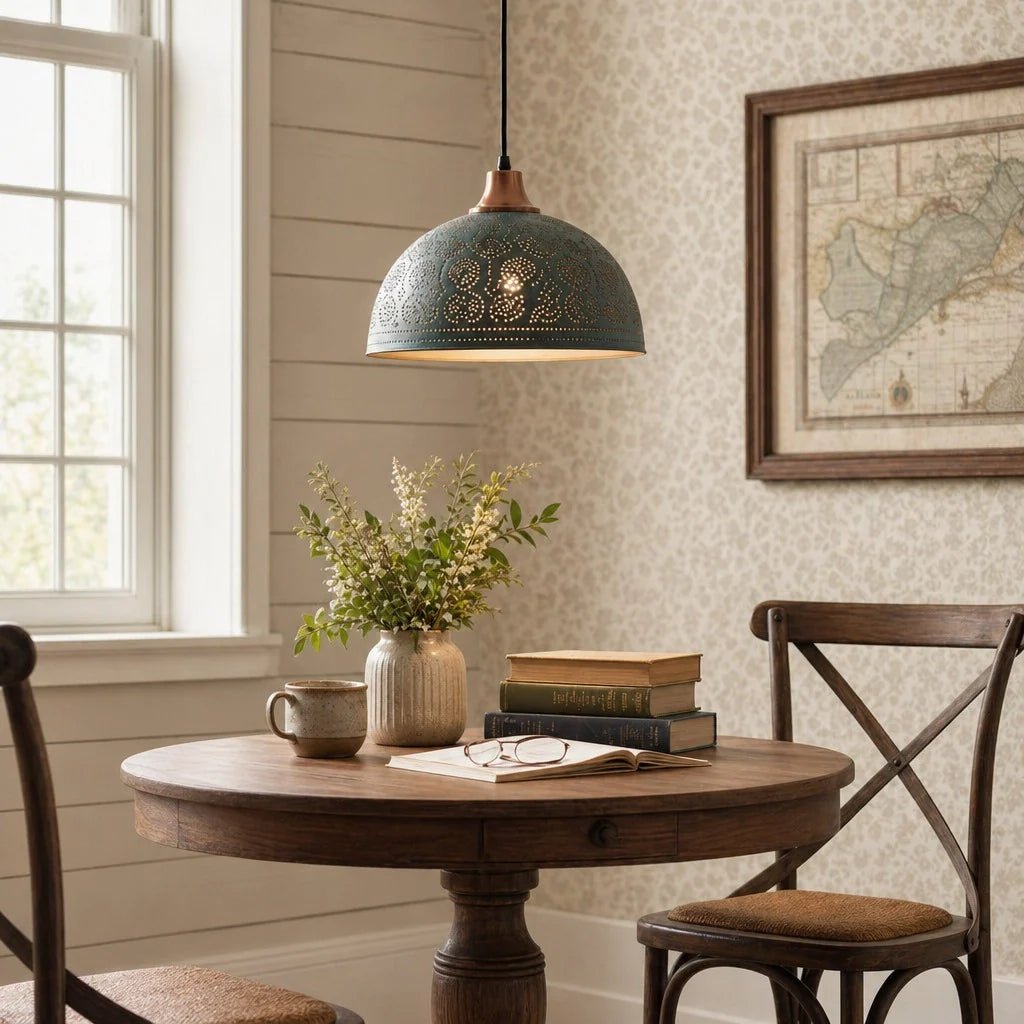Vintage Rustic Copper Dome Pendant Light for Kitchen Dining Room Entryway Living Room - Image 9