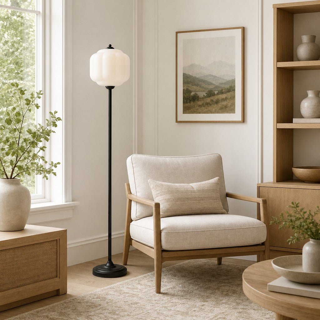 Vintage Opal Textured Glass Floor Light for Living Room Bedroom Study
