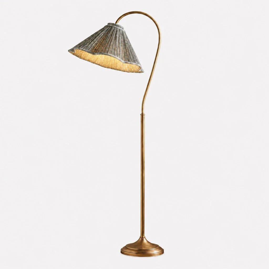 Vintage Pleated Fabric Gooseneck Floor Light for Living Room Bedroom Reading Room - Image 2