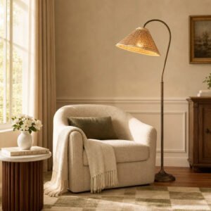 Vintage Pleated Fabric Gooseneck Floor Light for Living Room Bedroom Reading Room